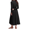 image:imageRVivimos Womens Fall Long Sleeve Elastic Waist Midi Dress with Pockets  Soft Cotton Material 2026 Spring V Neck ALine Long Dress Casual Daily Office Work Vacation OutfitsBlack