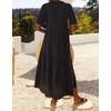 image:imageRVivimos Womens Summer Cotton Casual Flowy Maxi Dress  Short Sleeve V Neck Empire Waist Boho Tiered Ruffle Beach Vacation Loose Long DressesBlack
