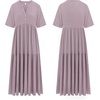 image:imageRVivimos Womens Summer Cotton Casual Flowy Maxi Dress  Short Sleeve V Neck Empire Waist Boho Tiered Ruffle Beach Vacation Loose Long DressesDusty Purple