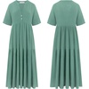 image:imageRVivimos Womens Summer Cotton Casual Flowy Maxi Dress  Short Sleeve V Neck Empire Waist Boho Tiered Ruffle Beach Vacation Loose Long DressesGreen