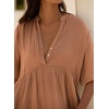 image:imageRVivimos Womens Summer Cotton Casual Flowy Maxi Dress  Short Sleeve V Neck Empire Waist Boho Tiered Ruffle Beach Vacation Loose Long DressesLight Brown