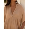 image:imageRVivimos Womens Summer Cotton Casual Flowy Maxi Dress  Short Sleeve V Neck Empire Waist Boho Tiered Ruffle Beach Vacation Loose Long DressesLight Khaki