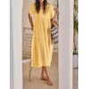 image:imageRVivimos Womens Summer Cotton Casual Flowy Maxi Dress  Short Sleeve V Neck Empire Waist Boho Tiered Ruffle Beach Vacation Loose Long DressesLight Yellow