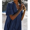 image:imageRVivimos Womens Summer Cotton Casual Flowy Maxi Dress  Short Sleeve V Neck Empire Waist Boho Tiered Ruffle Beach Vacation Loose Long DressesNavyblue