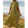 image:imageRVivimos Womens Summer Cotton Casual Flowy Maxi Dress  Short Sleeve V Neck Empire Waist Boho Tiered Ruffle Beach Vacation Loose Long DressesOlive Green