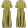 image:imageRVivimos Womens Summer Cotton Casual Flowy Maxi Dress  Short Sleeve V Neck Empire Waist Boho Tiered Ruffle Beach Vacation Loose Long DressesOlive Green