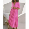 image:imageRVivimos Womens Summer Cotton Casual Flowy Maxi Dress  Short Sleeve V Neck Empire Waist Boho Tiered Ruffle Beach Vacation Loose Long DressesPink