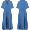 image:imageRVivimos Womens Summer Cotton Casual Flowy Maxi Dress  Short Sleeve V Neck Empire Waist Boho Tiered Ruffle Beach Vacation Loose Long DressesRoyal Blue