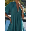 image:imageRVivimos Womens Summer Cotton Casual Flowy Maxi Dress  Short Sleeve V Neck Empire Waist Boho Tiered Ruffle Beach Vacation Loose Long DressesTeal