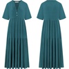image:imageRVivimos Womens Summer Cotton Casual Flowy Maxi Dress  Short Sleeve V Neck Empire Waist Boho Tiered Ruffle Beach Vacation Loose Long DressesTeal