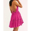 image:imageRVivimos Womens Summer Halter Deep V Neck Mini Short Dress  Sleeveless Adjustable Ties Patchwork Sexy Backless Boho Dress Casual Beach Vacation Cocktail Party OutfitsHot Pink