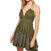 image:imageRVivimos Womens Summer Halter Deep V Neck Mini Short Dress  Sleeveless Adjustable Ties Patchwork Sexy Backless Boho Dress Casual Beach Vacation Cocktail Party OutfitsOlivegreen
