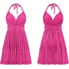 image:imageRVivimos Womens Summer Halter Deep V Neck Mini Short Dress  Sleeveless Adjustable Ties Patchwork Sexy Backless Boho Dress Casual Beach Vacation Cocktail Party OutfitsHot Pink