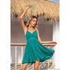 image:imageRVivimos Womens Summer Halter Deep V Neck Mini Short Dress  Sleeveless Adjustable Ties Patchwork Sexy Backless Boho Dress Casual Beach Vacation Cocktail Party OutfitsTeal Green
