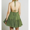image:imageRVivimos Womens Summer Halter Deep V Neck Mini Short Dress  Sleeveless Adjustable Ties Patchwork Sexy Backless Boho Dress Casual Beach Vacation Cocktail Party OutfitsGreen