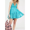 image:imageRVivimos Womens Summer Halter Deep V Neck Mini Short Dress  Sleeveless Adjustable Ties Patchwork Sexy Backless Boho Dress Casual Beach Vacation Cocktail Party OutfitsAqua Blue
