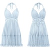 image:imageRVivimos Womens Summer Halter Deep V Neck Mini Short Dress  Sleeveless Adjustable Ties Patchwork Sexy Backless Boho Dress Casual Beach Vacation Cocktail Party OutfitsLight Blue