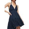 image:imageRVivimos Womens Summer Halter Deep V Neck Mini Short Dress  Sleeveless Adjustable Ties Patchwork Sexy Backless Boho Dress Casual Beach Vacation Cocktail Party OutfitsDark Blue