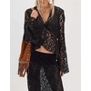 image:imageRVivimos Womens Summer Lace Bell Sleeve Button Down See Through Tops  Soft Floral Blouses 2026 Spring Fall Tops Cardigan Beach Vacation Top Party Festival OutfitsBlack