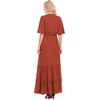 image:imageRVivimos Womens Summer V Neck Floral Print Boho Midi Dress  Short Sleeve Lightweight Breathable Material Button Up Tiered Ruffle Flowy Beach Dress Casual Daily Vacation Resort WearBurntorange