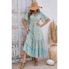 image:imageRVivimos Womens Summer V Neck Floral Print Boho Midi Dress  Short Sleeve Lightweight Breathable Material Button Up Tiered Ruffle Flowy Beach Dress Casual Daily Vacation Resort WearSkybluefloral