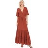 image:imageRVivimos Womens Summer V Neck Floral Print Boho Midi Dress  Short Sleeve Lightweight Breathable Material Button Up Tiered Ruffle Flowy Beach Dress Casual Daily Vacation Resort WearBurntorange