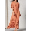 image:imageRVivimos Womens Summer V Neck Floral Print Boho Midi Dress  Short Sleeve Lightweight Breathable Material Button Up Tiered Ruffle Flowy Beach Dress Casual Daily Vacation Resort WearOrange