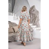 image:imageRVivimos Womens Summer V Neck Floral Print Boho Midi Dress  Short Sleeve Lightweight Breathable Material Button Up Tiered Ruffle Flowy Beach Dress Casual Daily Vacation Resort WearBeigeblue