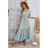 image:imageRVivimos Womens Summer V Neck Floral Print Boho Midi Dress  Short Sleeve Lightweight Breathable Material Button Up Tiered Ruffle Flowy Beach Dress Casual Daily Vacation Resort WearSkybluefloral