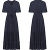 image:imageRVivimos Womens Summer V Neck Floral Print Boho Midi Dress  Short Sleeve Lightweight Breathable Material Button Up Tiered Ruffle Flowy Beach Dress Casual Daily Vacation Resort WearNavyblue