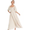 image:imageRVivimos Women Summer Cotton A Line Flowy Long Dresses  Half Sleeve Ruffled Vintage Elegant Smocked Backless Dress Maternity Shoot Baby Shower Casual Vacation OutfitsBeige1
