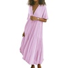 image:imageRVivimos Womens Summer Cotton Casual Flowy Maxi Dress  Short Sleeve V Neck Empire Waist Boho Tiered Ruffle Beach Vacation Loose Long DressesLavender