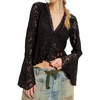 image:imageRVivimos Womens Summer Lace Bell Sleeve Button Down See Through Tops  Soft Floral Blouses 2026 Spring Fall Tops Cardigan Beach Vacation Top Party Festival OutfitsBlack