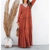 image:imageRVivimos Long Sleeve V Neck Flowy Maxi Dresses for Women  Lightweight Fabric Empire Waist Layered Ruffle Hem Boho Casual Long Dress Daily Wear Beach Vacation ClothesRust Brown