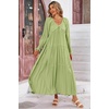image:imageRVivimos Long Sleeve V Neck Flowy Maxi Dresses for Women  Lightweight Fabric Empire Waist Layered Ruffle Hem Boho Casual Long Dress Daily Wear Beach Vacation ClothesTender Green