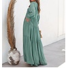 image:imageRVivimos Long Sleeve V Neck Flowy Maxi Dresses for Women  Lightweight Fabric Empire Waist Layered Ruffle Hem Boho Casual Long Dress Daily Wear Beach Vacation ClothesTeal Green