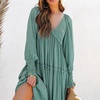 image:imageRVivimos Long Sleeve V Neck Flowy Maxi Dresses for Women  Lightweight Fabric Empire Waist Layered Ruffle Hem Boho Casual Long Dress Daily Wear Beach Vacation ClothesTeal Green
