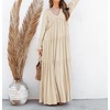 image:imageRVivimos Long Sleeve V Neck Flowy Maxi Dresses for Women  Lightweight Fabric Empire Waist Layered Ruffle Hem Boho Casual Long Dress Daily Wear Beach Vacation ClothesBeige