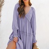 image:imageRVivimos Long Sleeve V Neck Flowy Maxi Dresses for Women  Lightweight Fabric Empire Waist Layered Ruffle Hem Boho Casual Long Dress Daily Wear Beach Vacation ClothesPurple