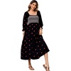 image:imageRVivimos Womens Cotton Floral Embroidered Boho Midi Dress with Pockets  Long Sleeve Vintage Square Neck Tiered Ruffle Flowy Hem ALine Casual Dress Baby Shower Vacation OutfitsBlack