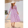image:imageRVivimos Womens Cotton Floral Embroidered Boho Midi Dress with Pockets  Long Sleeve Vintage Square Neck Tiered Ruffle Flowy Hem ALine Casual Dress Baby Shower Vacation OutfitsLightpurple