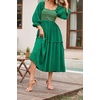 image:imageRVivimos Womens Cotton Floral Embroidered Boho Midi Dress with Pockets  Long Sleeve Vintage Square Neck Tiered Ruffle Flowy Hem ALine Casual Dress Baby Shower Vacation OutfitsGreen