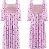image:imageRVivimos Womens Cotton Floral Embroidered Boho Midi Dress with Pockets  Long Sleeve Vintage Square Neck Tiered Ruffle Flowy Hem ALine Casual Dress Baby Shower Vacation OutfitsLightpurple