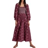 image:imageRVivimos Womens Cotton Floral Embroidered Boho Midi Dress with Pockets  Long Sleeve Vintage Square Neck Tiered Ruffle Flowy Hem ALine Casual Dress Baby Shower Vacation OutfitsWine Red