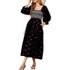 image:imageRVivimos Womens Cotton Floral Embroidered Boho Midi Dress with Pockets  Long Sleeve Vintage Square Neck Tiered Ruffle Flowy Hem ALine Casual Dress Baby Shower Vacation OutfitsBlack