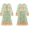image:imageRVivimos Womens Long Sleeve Casual Boho Floral Midi Dresses  Retro V Neck Tassel Tie Beach Vacation Outfits Resort WearAqua