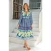 image:imageRVivimos Womens Long Sleeve Casual Boho Floral Midi Dresses  Retro V Neck Tassel Tie Beach Vacation Outfits Resort WearBlue