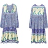 image:imageRVivimos Womens Long Sleeve Casual Boho Floral Midi Dresses  Retro V Neck Tassel Tie Beach Vacation Outfits Resort WearBlue