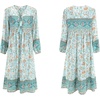 image:imageRVivimos Womens Long Sleeve Casual Boho Floral Midi Dresses  Retro V Neck Tassel Tie Beach Vacation Outfits Resort WearBlueturquoise