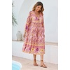 image:imageRVivimos Womens Long Sleeve Casual Boho Floral Midi Dresses  Retro V Neck Tassel Tie Beach Vacation Outfits Resort WearBlush